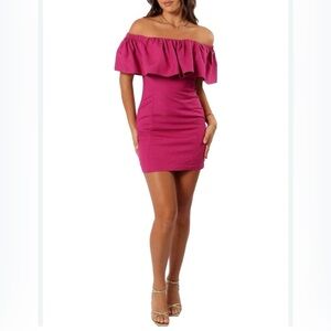 Petal & Pup Off-Shoulder Ruffle Mini Dress in Pink
